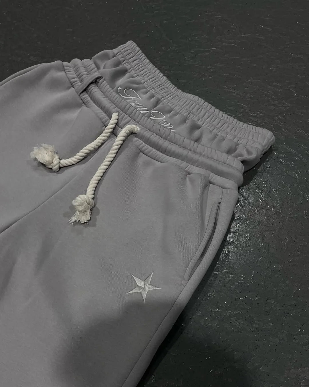 Unisex Fashion Pants Fake Two Piece Pants 2025 Spring Double Waist Pants Loose Drawstring Pants Embroidered Waist Pants