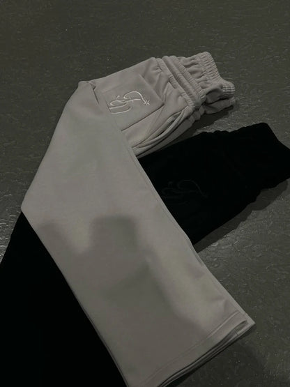 Unisex Fashion Pants Fake Two Piece Pants 2025 Spring Double Waist Pants Loose Drawstring Pants Embroidered Waist Pants